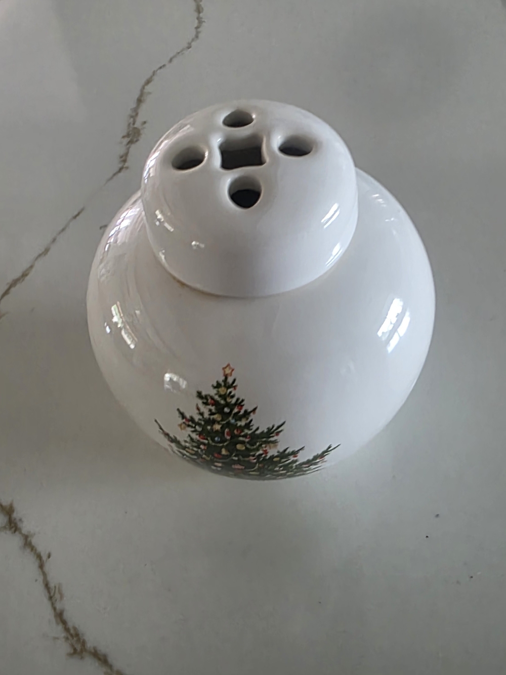 PFALTZGRAFF White Ceramic Christmas Tree Flower Frog Vase